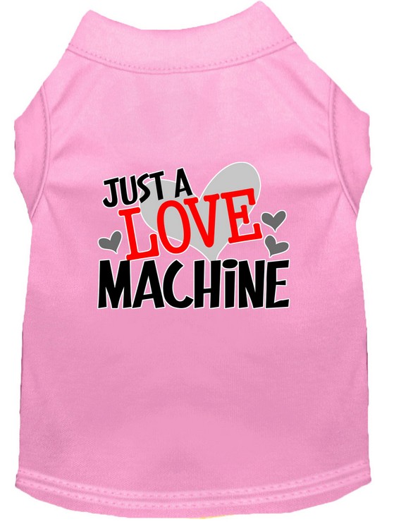 Love Machine Screen Print Dog Shirt Light Pink XS